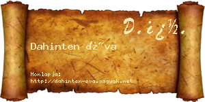 Dahinten Éva névjegykártya