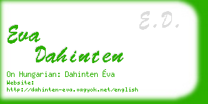 eva dahinten business card